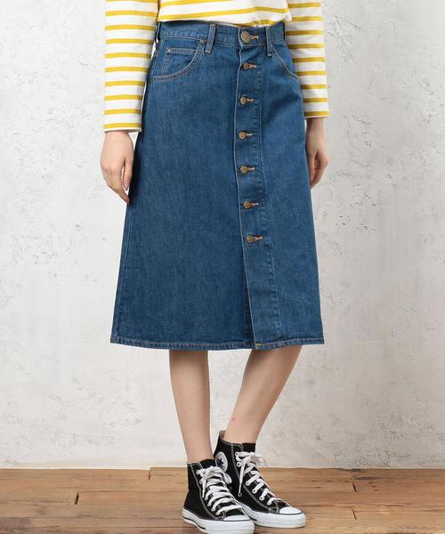 Lee（リー）の「[別注]CB LEE（リー）×GLR F/BUTTON デニム スカート◆（デニムスカート・レディース・ライトブルー/ネイビー・MEDIUM/SMALL）」の12枚目の写真