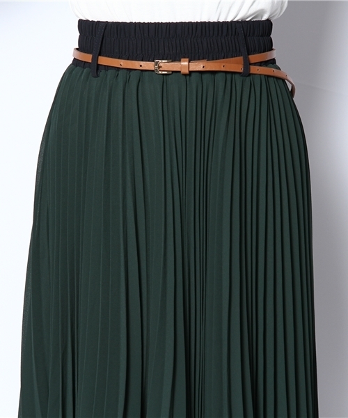 NANO universe（ナノユニバース）の「ベルト付シフォンプリーツSK（スカート・レディース・ピンクベージュ/ボルドー/グリーン・FREE）」の6枚目の写真