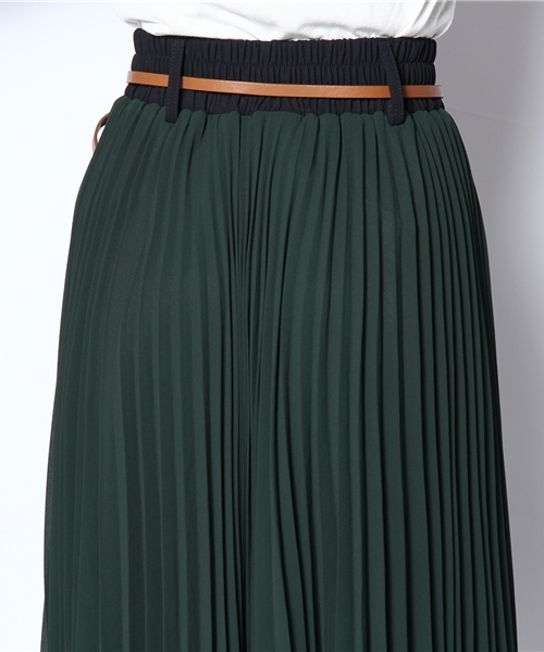 NANO universe（ナノユニバース）の「ベルト付シフォンプリーツSK（スカート・レディース・ピンクベージュ/ボルドー/グリーン・FREE）」の7枚目の写真