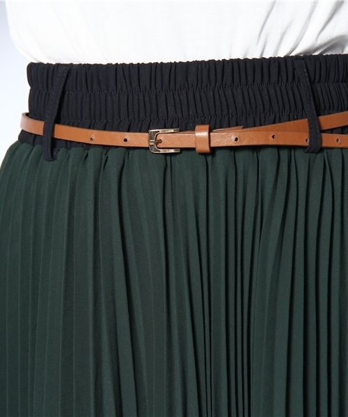 NANO universe（ナノユニバース）の「ベルト付シフォンプリーツSK（スカート・レディース・ピンクベージュ/ボルドー/グリーン・FREE）」の8枚目の写真