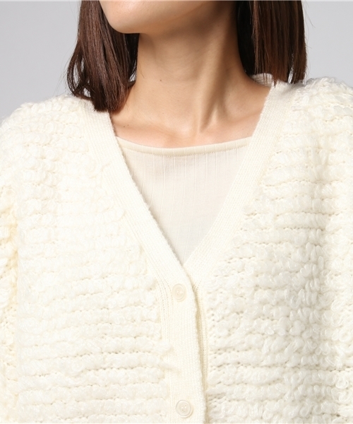 Honeys(ハニーズ)の「【モコモコ】ループ編カーディガン(カーディガン/ボレロ・レディース・ブラック/ブルー/ピンク/アイボリー/ボルドー・L/M)」の6枚目の写真