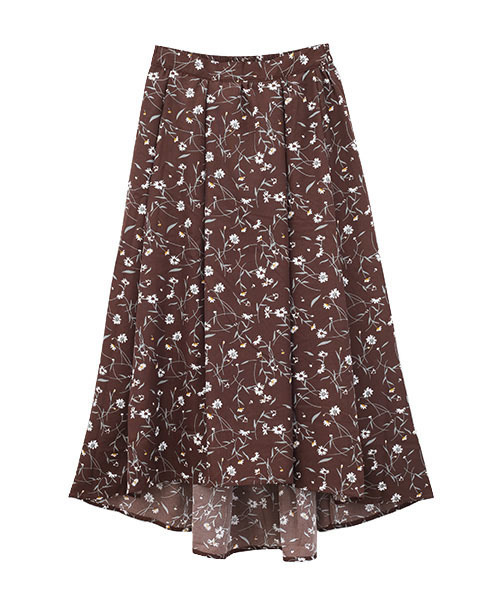 Luz Llena（ラズレナ）の「ポプリン素材・花柄アシンメトリーロングスカート（スカート・レディース・ネイビー/ブラウン・MEDIUM）」の9枚目の写真