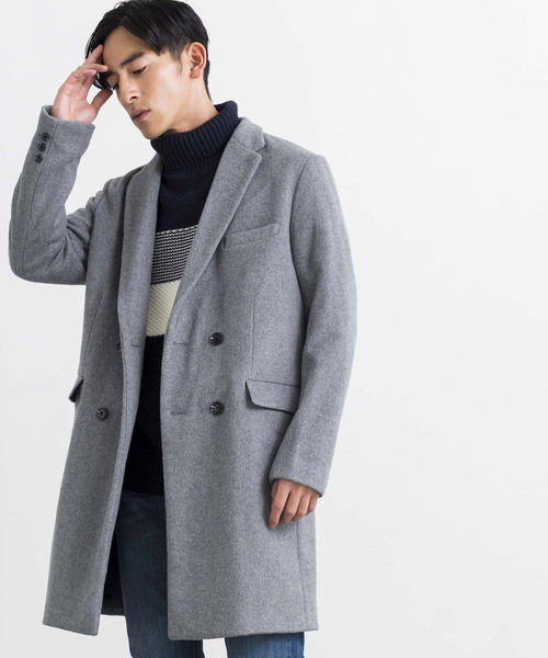 WEGO（ウィゴー）の「WEGO/シャギーウールダブルコート（チェスターコート・メンズ・ブラック/ネイビー/グレー・SMALL/MEDIUM/LARGE）」の2枚目の写真