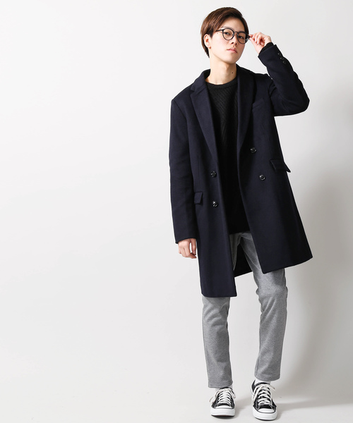 WEGO（ウィゴー）の「WEGO/シャギーウールダブルコート（チェスターコート・メンズ・ブラック/ネイビー/グレー・SMALL/MEDIUM/LARGE）」の12枚目の写真