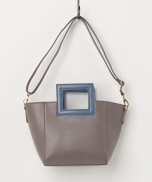 Andemiu（アンデミュウ）の「コンビカラー２ＷＡＹトートショルダー777240（ショルダーバッグ・レディース・グレー/ブラック/マスタード・FREE）」の3枚目の写真