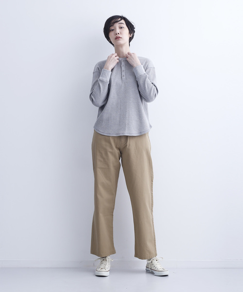 MERLOT IKYU（メルローイキュウ）の「ボタンサーマルカットソー1254（Tシャツ/カットソー・レディース・ブラック/オフホワイト/グレー/ネイビー・FREE）」の18枚目の写真