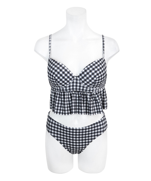 OSYAREVO（オシャレボ）の「4点セット ぺプラム フレア ガーリー リゾート セット 水着 レディース（水着・レディース・グリーン系その他/ブルー系その他/ホワイト×ブラック・MEDIUM/LARGE/X-LARGE）」の16枚目の写真