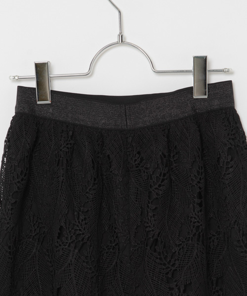 laboratory work（ラボラトリーワーク）の「リーフ柄レースタイトスカート（スカート・レディース・ブラック/アイボリー/マスタード・MEDIUM）」の9枚目の写真