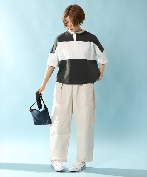 notch.(ノッチ)の「ラガーシャツ(Tシャツ/カットソー・レディース・オフホワイト/ブラック/パープル/ベージュ・M)」の8枚目の写真