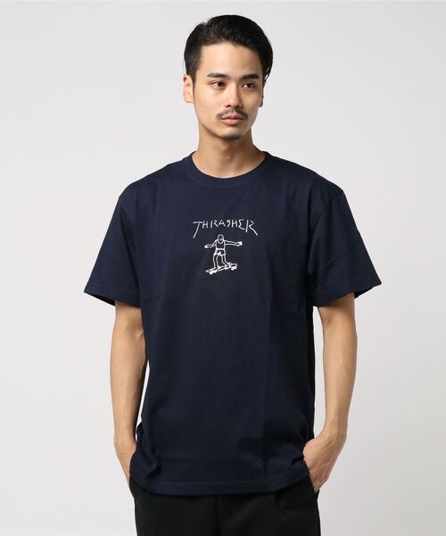 Mark Gonzales（マーク・ゴンザレス）の「GONZ ART S/S T-SHIRTS/スラッシャーマークゴンザレス半袖Tシャツ（Tシャツ/カットソー・メンズ・ブラック/ホワイト/オレンジ/ネイビー/ミント/オレンジ系その他/ダークグリーン/ヘザーグレー・SMALL/MEDIUM/LARGE/X-LARGE/XX-LARGE）」の6枚目の写真