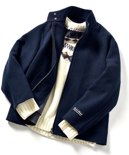 SHIPS（シップス）の「SU: メルトン スタンドブルゾン（ブルゾン・メンズ・ブラック/ブラウン/ネイビー・SMALL/MEDIUM/LARGE/X-LARGE）」の3枚目の写真