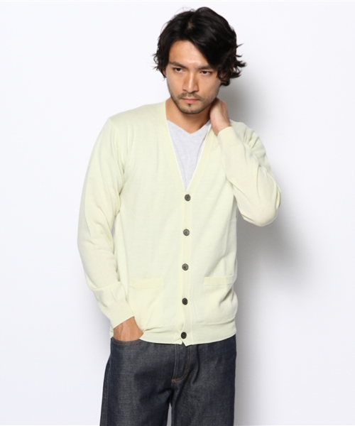 BEAUTY&YOUTH UNITED ARROWS（ビューティーアンドユースユナイテッドアローズ）の「BY ヤーン 12ゲージ Vカーディガン（OC11）（fyowm）◆（カーディガン/ボレロ・メンズ・ブラック/グレー/クリーム/ダークグリーン/コバルトブルー・SMALL/MEDIUM/LARGE/X-LARGE）」の3枚目の写真