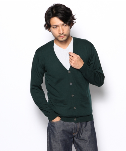 BEAUTY&YOUTH UNITED ARROWS（ビューティーアンドユースユナイテッドアローズ）の「BY ヤーン 12ゲージ Vカーディガン（OC11）（fyowm）◆（カーディガン/ボレロ・メンズ・ブラック/グレー/クリーム/ダークグリーン/コバルトブルー・SMALL/MEDIUM/LARGE/X-LARGE）」の4枚目の写真