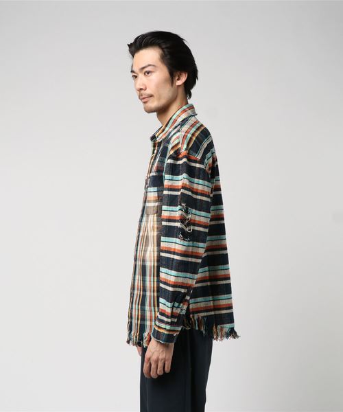 #Re:room(リルーム)の「ヴィンテージスウィッチチェック ビッグフランネルシャツ(シャツ/ブラウス・メンズ・ネイビー/イエロー/オレンジ/グリーン・SMALL/MEDIUM)」の7枚目の写真