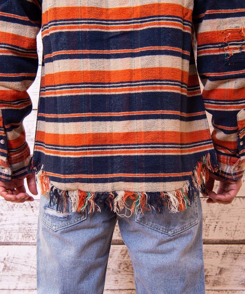 #Re:room(リルーム)の「ヴィンテージスウィッチチェック ビッグフランネルシャツ(シャツ/ブラウス・メンズ・ネイビー/イエロー/オレンジ/グリーン・SMALL/MEDIUM)」の8枚目の写真