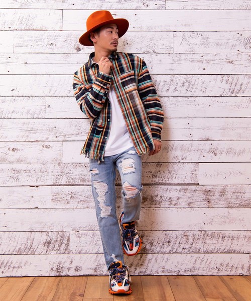 #Re:room(リルーム)の「ヴィンテージスウィッチチェック ビッグフランネルシャツ(シャツ/ブラウス・メンズ・ネイビー/イエロー/オレンジ/グリーン・SMALL/MEDIUM)」の16枚目の写真