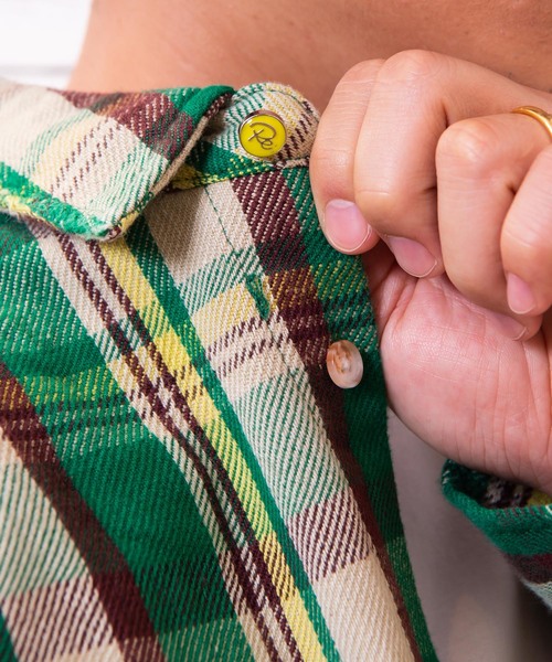 #Re:room(リルーム)の「ヴィンテージスウィッチチェック ビッグフランネルシャツ(シャツ/ブラウス・メンズ・ネイビー/イエロー/オレンジ/グリーン・SMALL/MEDIUM)」の6枚目の写真