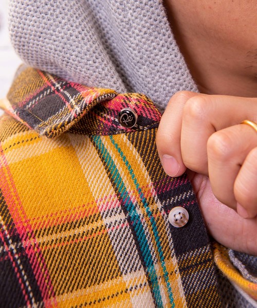 #Re:room(リルーム)の「ヴィンテージスウィッチチェック ビッグフランネルシャツ(シャツ/ブラウス・メンズ・ネイビー/イエロー/オレンジ/グリーン・SMALL/MEDIUM)」の12枚目の写真