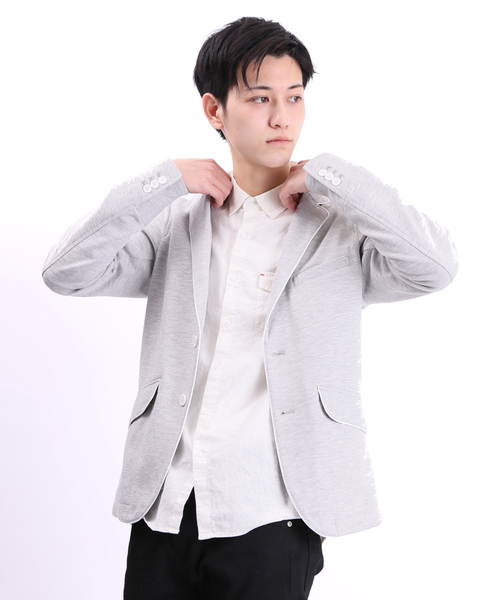 WEGO（ウィゴー）の「WEGO/パイピングテーラードジャケット（テーラードジャケット・メンズ・ブラック/ワイン/杢グレー/ネイビー・MEDIUM/LARGE）」の2枚目の写真