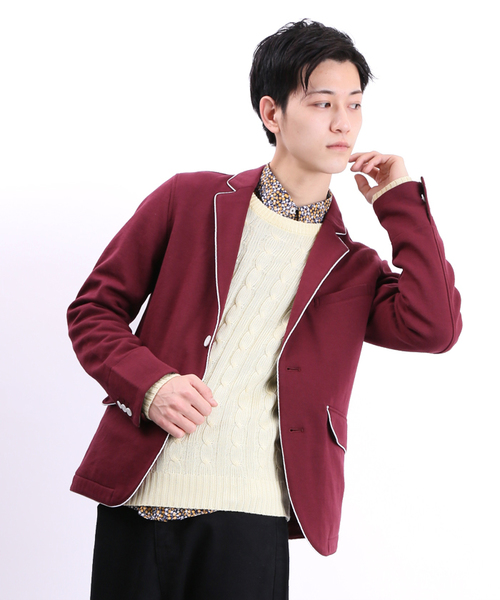 WEGO（ウィゴー）の「WEGO/パイピングテーラードジャケット（テーラードジャケット・メンズ・ブラック/ワイン/杢グレー/ネイビー・MEDIUM/LARGE）」の4枚目の写真