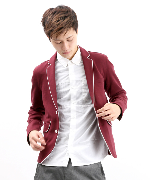 WEGO（ウィゴー）の「WEGO/パイピングテーラードジャケット（テーラードジャケット・メンズ・ブラック/ワイン/杢グレー/ネイビー・MEDIUM/LARGE）」の16枚目の写真