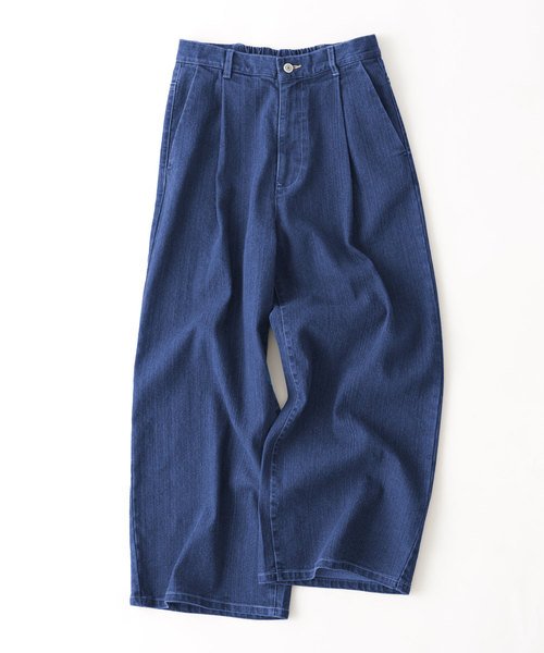 Chaco closet（チャコ クローゼット）の「タック入りハイウエストストレッチデニムワイドパンツ（デニムパンツ・レディース・サックスブルー/ネイビー/ブラック/ブルー・FREE）」の6枚目の写真