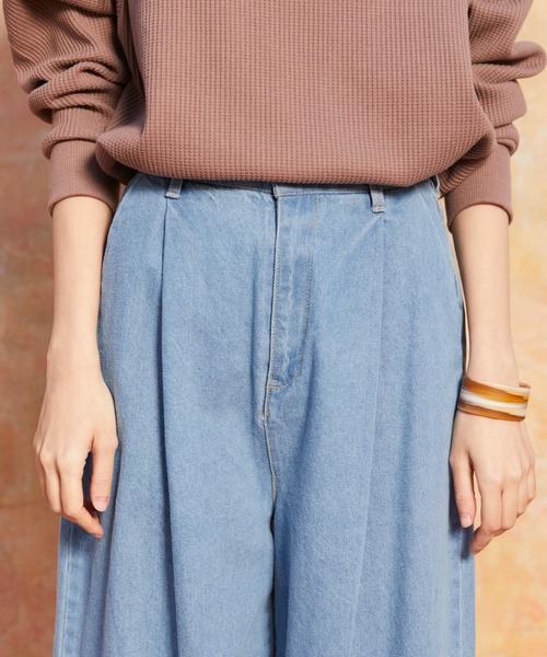 Chaco closet（チャコ クローゼット）の「タック入りハイウエストストレッチデニムワイドパンツ（デニムパンツ・レディース・サックスブルー/ネイビー/ブラック/ブルー・FREE）」の20枚目の写真