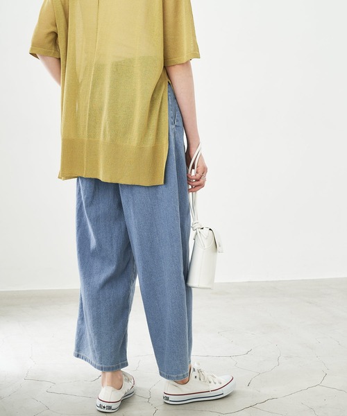 Chaco closet（チャコ クローゼット）の「タック入りハイウエストストレッチデニムワイドパンツ（デニムパンツ・レディース・サックスブルー/ネイビー/ブラック/ブルー・FREE）」の9枚目の写真