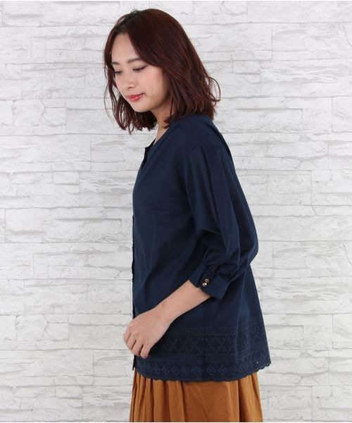sabstreet my standard(サブストリートマイスタンダード)の「ローン裾刺繍前後2WAYブラウス【9号(M)】(シャツ/ブラウス・レディース・ホワイト/ネイビー/マスタード・9号/15号)」の6枚目の写真