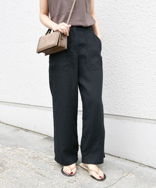 liflattie ships（リフラティ シップス）の「liflattie ships:リネンキャンバスポケットパンツ◇（その他パンツ・レディース・オリーブ/ベージュ/ブラック・SMALL/MEDIUM）」の2枚目の写真