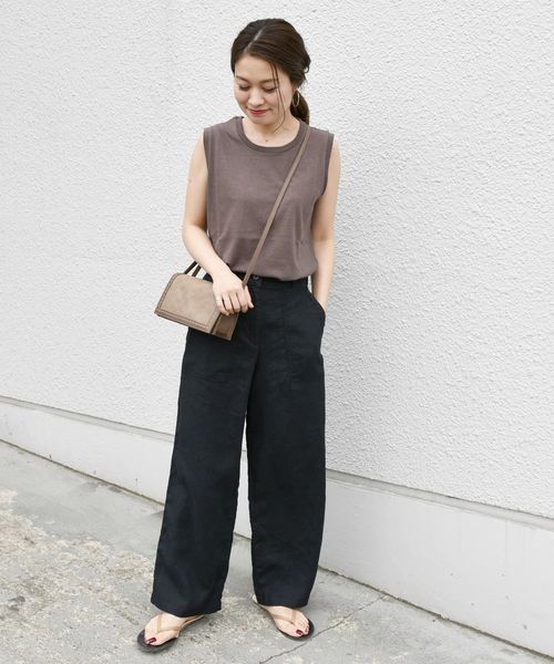 liflattie ships（リフラティ シップス）の「liflattie ships:リネンキャンバスポケットパンツ◇（その他パンツ・レディース・オリーブ/ベージュ/ブラック・SMALL/MEDIUM）」の4枚目の写真