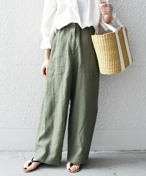 liflattie ships（リフラティ シップス）の「liflattie ships:リネンキャンバスポケットパンツ◇（その他パンツ・レディース・オリーブ/ベージュ/ブラック・SMALL/MEDIUM）」の6枚目の写真