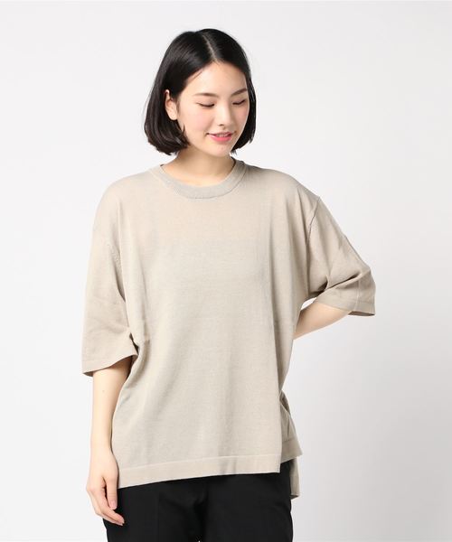 salle de bal（サルデバル）の「アイスヤーンリーズサイズ5分袖クルーネックTシャツ　SIK（Tシャツ/カットソー・レディース・ブラック/ベージュ/ネイビー/オフホワイト/ブルー/グリーン・M）」の3枚目の写真