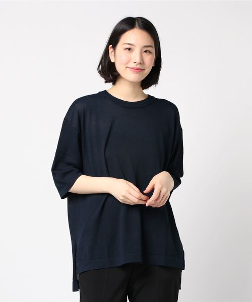 salle de bal（サルデバル）の「アイスヤーンリーズサイズ5分袖クルーネックTシャツ　SIK（Tシャツ/カットソー・レディース・ブラック/ベージュ/ネイビー/オフホワイト/ブルー/グリーン・M）」の5枚目の写真