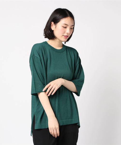 salle de bal（サルデバル）の「アイスヤーンリーズサイズ5分袖クルーネックTシャツ　SIK（Tシャツ/カットソー・レディース・ブラック/ベージュ/ネイビー/オフホワイト/ブルー/グリーン・M）」の10枚目の写真