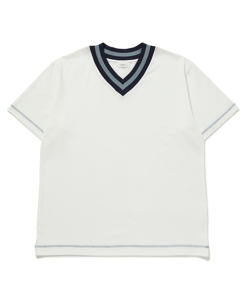 JUNRED（ジュンレッド）の「リブラインカラーチルデンTEE（Tシャツ/カットソー・メンズ・ホワイト/ベージュ・S/M/L）」の8枚目の写真