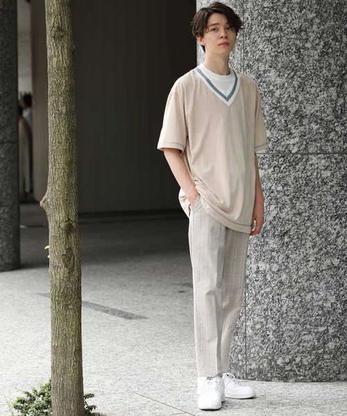 JUNRED（ジュンレッド）の「リブラインカラーチルデンTEE（Tシャツ/カットソー・メンズ・ホワイト/ベージュ・S/M/L）」の10枚目の写真