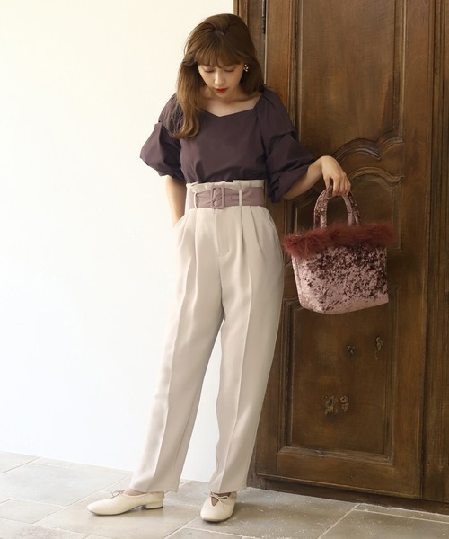 one after another NICE CLAUP(ワンアフターアナザーナイスクラップ)の「配色ベルト付きテーパードパンツ(その他パンツ・レディース・アイボリー/ブラウン/ピンク・FREE)」の14枚目の写真