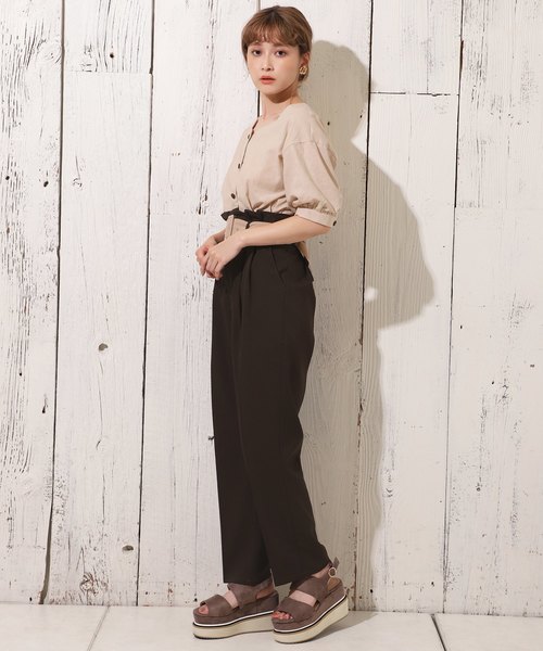 one after another NICE CLAUP(ワンアフターアナザーナイスクラップ)の「配色ベルト付きテーパードパンツ(その他パンツ・レディース・アイボリー/ブラウン/ピンク・FREE)」の19枚目の写真