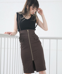 LIPSERVICE | サス付フロントZIPミディスカート(スカート)