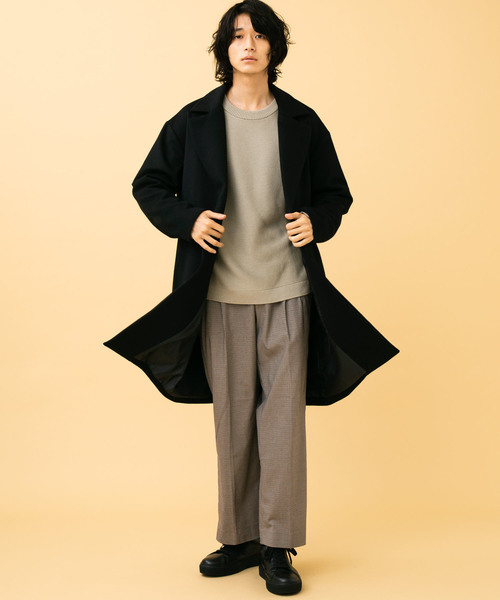 STUDIOUS（ステュディオス）の「【STUDIOUS】スペリオルメルトンオーバーサイズコート(チェスターコート)（チェスターコート・メンズ・ブラック/ブラウン/ブルー・1/2/3）」の12枚目の写真
