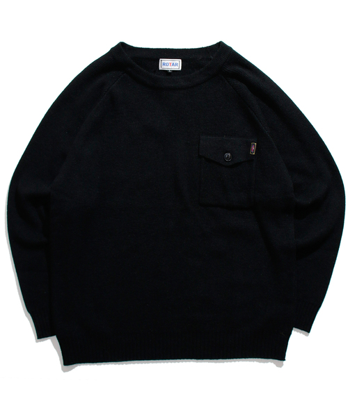 ROTAR（ローター）の「Pocket army knit ポケット アーミー ニット（ニット/セーター・メンズ・ブラック/オリーブ・MEDIUM/LARGE）」の6枚目の写真