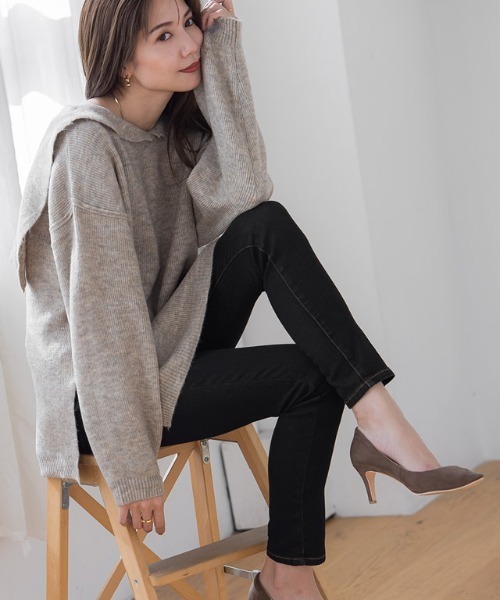 Pierrot（ピエロ）の「[裏起毛]スキニーデニム（デニムパンツ・レディース・ブラック/ネイビー/インディゴブルー/ブルー/ブラック系その他/ブルー系その他/ブルー系その他2/ブルー系その他3・SMALL/MEDIUM/LARGE/X-LARGE/XX-LARGE/X-SMALL/XXX-LARGE/XXXX-LARGE）」の4枚目の写真