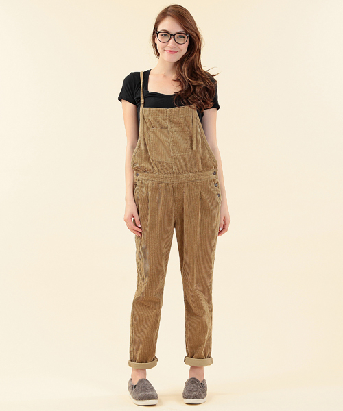 B:MING by BEAMS（ビーミングバイビームス）の「□B ビーミング by ビームス / コーデュロイサロペット（サロペット/オーバーオール・レディース・ブラック/ベージュ・SMALL/MEDIUM）」の3枚目の写真