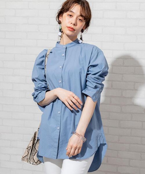 coen(コーエン)の「ブロードバンドカラーロングシャツ(バンドカラーシャツ)#(シャツ/ブラウス・レディース・ライトグレー/ライトブルー/ホワイト/ナチュラル/ベージュ/ロイヤルブルー・FREE)」の6枚目の写真