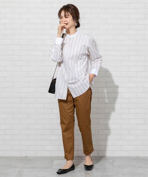 coen(コーエン)の「ブロードバンドカラーロングシャツ(バンドカラーシャツ)#(シャツ/ブラウス・レディース・ライトグレー/ライトブルー/ホワイト/ナチュラル/ベージュ/ロイヤルブルー・FREE)」の15枚目の写真