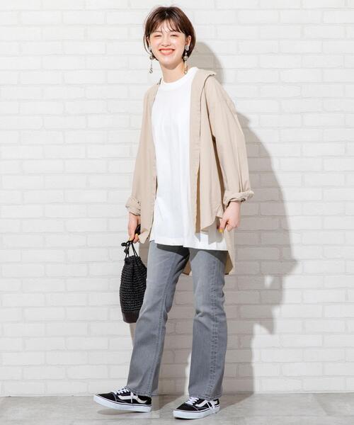 coen(コーエン)の「ブロードバンドカラーロングシャツ(バンドカラーシャツ)#(シャツ/ブラウス・レディース・ライトグレー/ライトブルー/ホワイト/ナチュラル/ベージュ/ロイヤルブルー・FREE)」の11枚目の写真