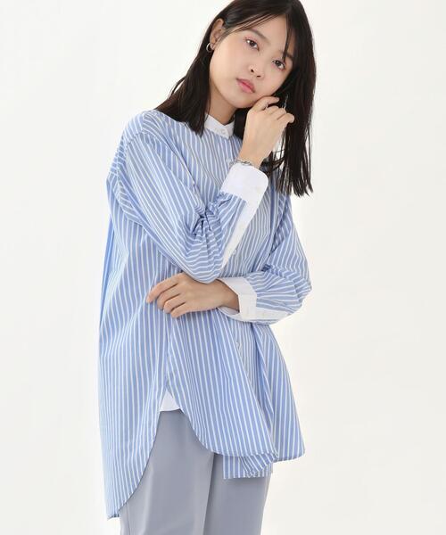 coen(コーエン)の「ブロードバンドカラーロングシャツ(バンドカラーシャツ)#(シャツ/ブラウス・レディース・ライトグレー/ライトブルー/ホワイト/ナチュラル/ベージュ/ロイヤルブルー・FREE)」の10枚目の写真