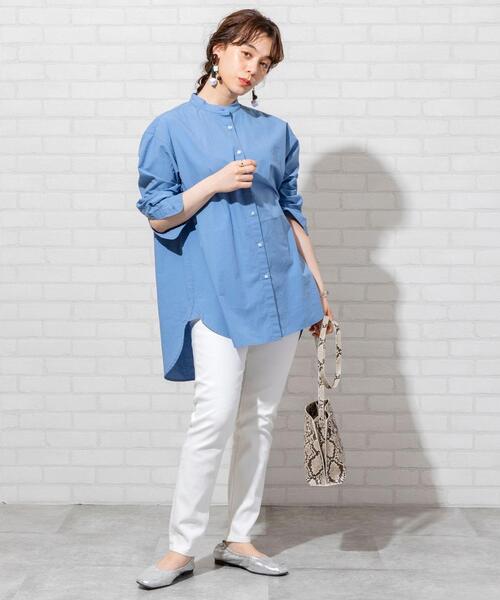 coen(コーエン)の「ブロードバンドカラーロングシャツ(バンドカラーシャツ)#(シャツ/ブラウス・レディース・ライトグレー/ライトブルー/ホワイト/ナチュラル/ベージュ/ロイヤルブルー・FREE)」の7枚目の写真