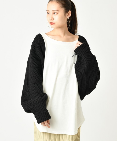 mystic（ミスティック）の「ドルマンショートボレロ（ニット/セーター・レディース・ベージュ/ブラック/アイボリー/ブルー・FREE）」の3枚目の写真